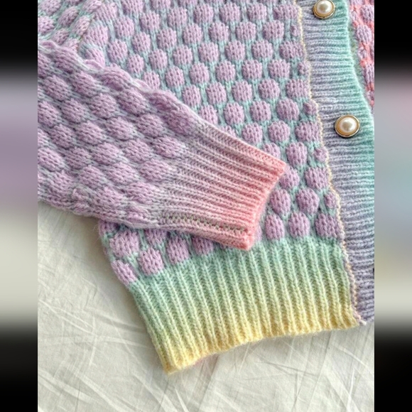 Privé Casual Mixed Fabric Cardigan, Random Yarn Color, Autumn/Winter - Picture 4 of 4